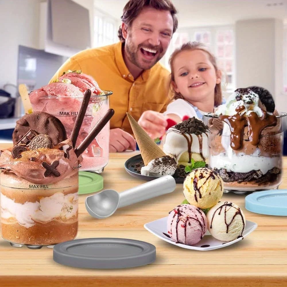 Creami pintsid ja kaaned Ninja jaoks - 4 tk kreemiste jäätiseanumate, topside, purkide ja anumate komplekt, sobib smoothie-purgiga
