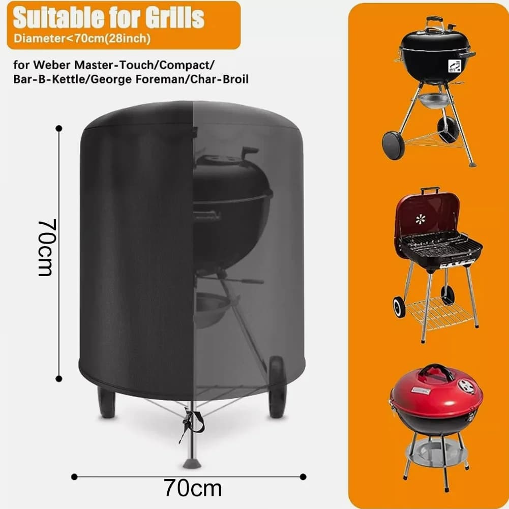 Raweao veekeetja BBQ-kate Weberile, veekindel grillkate, ümmargune BBQ välitingimuste vihmakaitsekate, Oxfordi kate, 57Cm