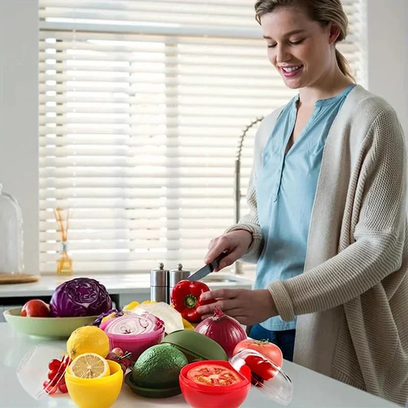 Toidukarbi plastikust suletud loominguline organiseerija, krõpsuhoidik, köögiviljatarvikud sibula, küüslaugu, rohelise paprika värske hoiustamiseks köögitööriist