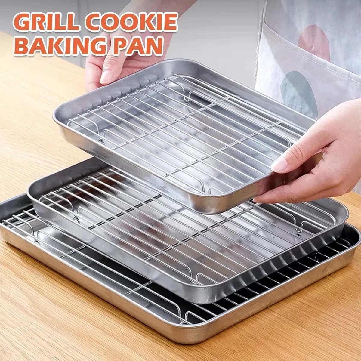 Roostevabast terasest küpsetusplaat koos traatrestiga, koogivorm, BBQ küpsetusplaat, ahjupann, brownie-rest, küpsetamise, röstimise ja grillimise tööriist