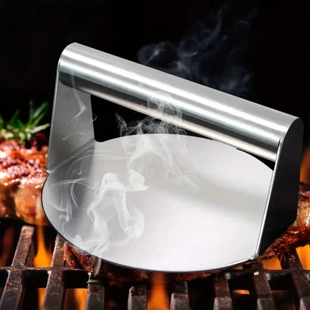 Uus roostevabast terasest smash-burgeri press | vastupidav kotleti vormija ja muljepress BBQ-ks, grillimiseks ja köögis (mittenakkuv)
