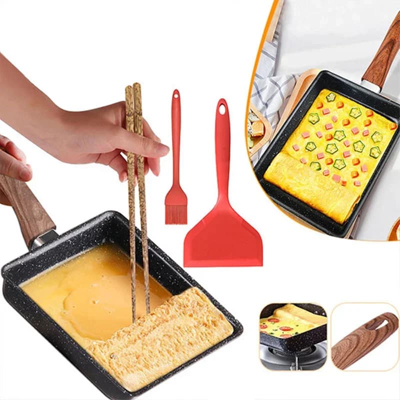 Tamagoyaki jaapani omleti pann mittenakkuv munapann ristkülikukujuline tamago pann väike munapraadimise pann koos tööriistadega