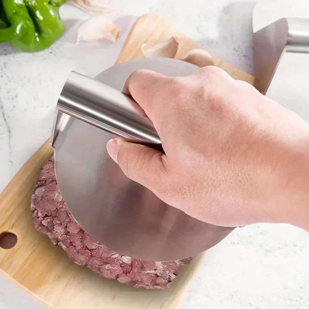 Uus roostevabast terasest smash-burgeri press | vastupidav kotleti vormija ja muljepress BBQ-ks, grillimiseks ja köögis (mittenakkuv)