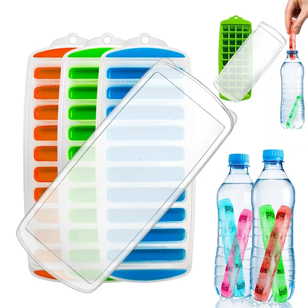 Pop-out plastist jääkuubikuvorm kaanega, korduvkasutatav jääpulga vorm veele ja spordipudelitele