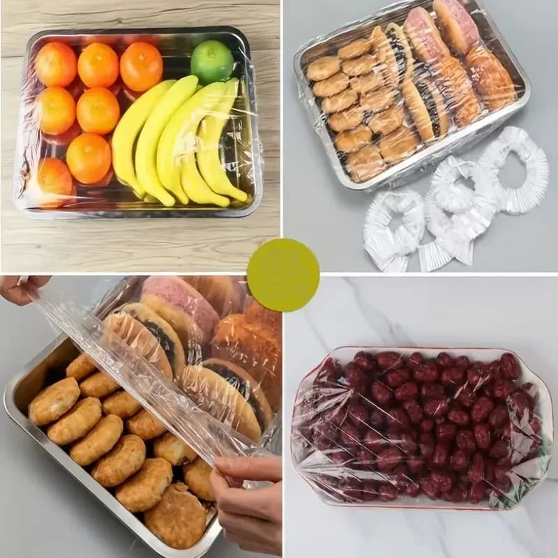 50 korduvkasutatavat PE elastset toidukatet – venivad plastkaaned leivale, puuviljadele ja suupistetele