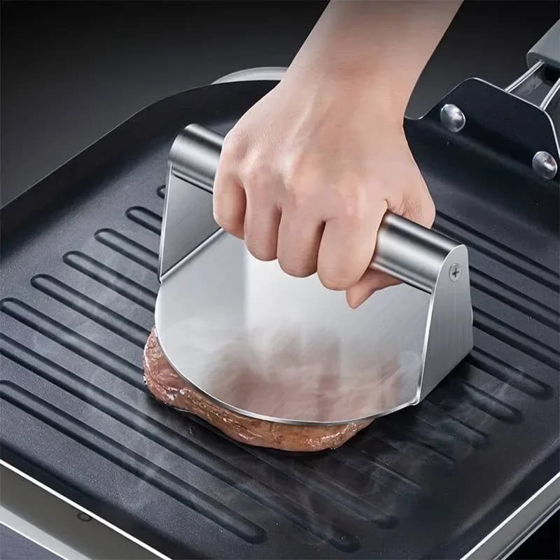 Uus roostevabast terasest smash-burgeri press | vastupidav kotleti vormija ja muljepress BBQ-ks, grillimiseks ja köögis (mittenakkuv)