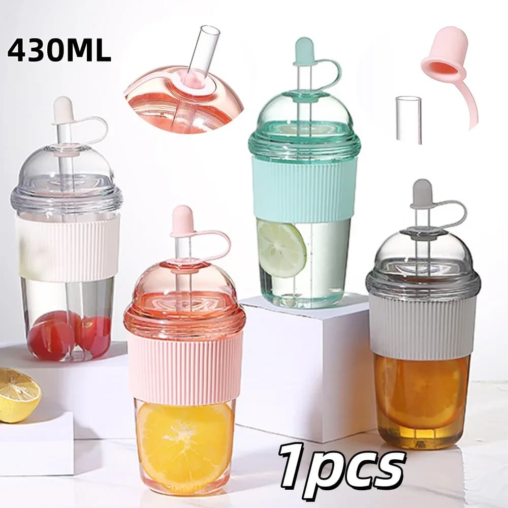 1 tk 430 ml kaasaskantav klapikõrrega tass, plastik, stiilne, suure mahutavusega veepudel tee, kohvi, piima, kuumakindel, mahla- ja tarretisetass