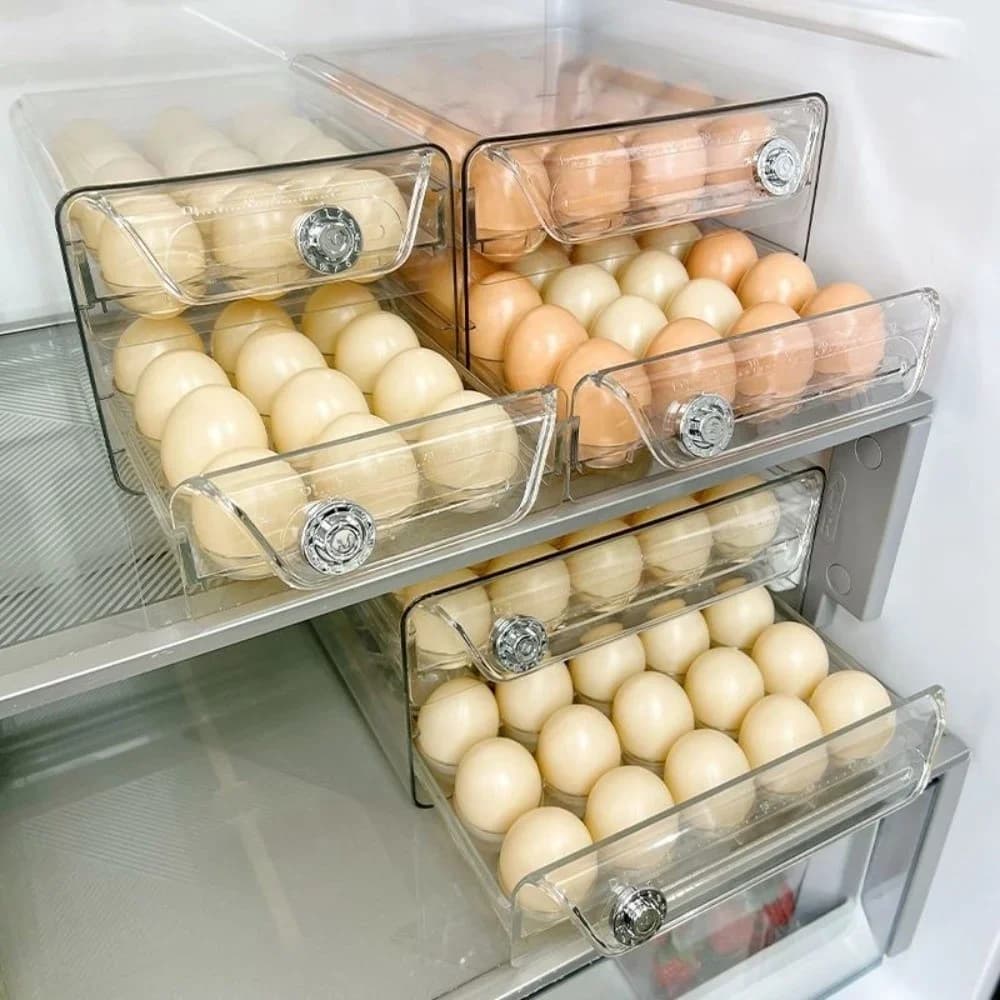 Läbipaistev munade hoiukarp kahekihiline läbipaistev plastikust munahoidik, ajaskaala, suur maht, munade hoiuraam, sahtli organiseerija