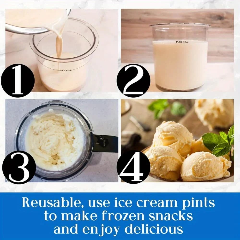 Creami pintsid ja kaaned Ninja jaoks - 4 tk kreemiste jäätiseanumate, topside, purkide ja anumate komplekt, sobib smoothie-purgiga